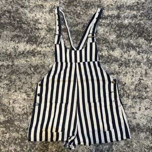 Emory Park Blue and White Striped Overalls Size small